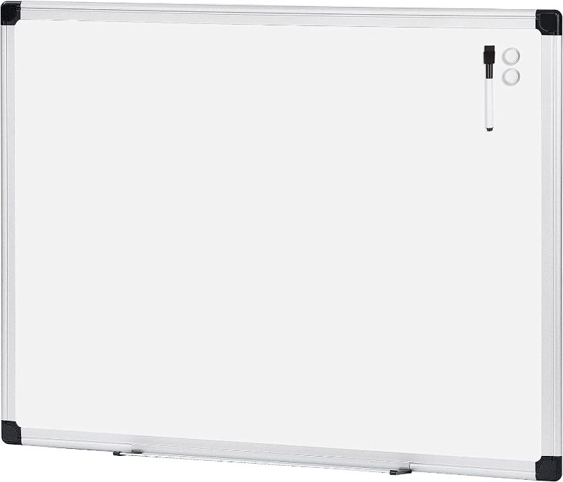 Photo 1 of **DENTED** AMAZON BASICS MAGNETIC DRY ERASE WHITE BOARD, 35 X 47-INCH WHITEBOARD - SILVER ALUMINUM FRAME
