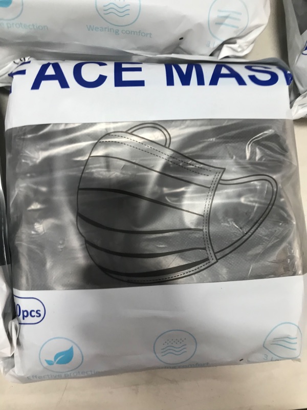 Photo 3 of 10 ITEM BUNDLE 
FACE MASK BUNDLE 
DISPOSABLE FACE MASKS, BLACK FACE MASK, 3 PLY DISPOSABLE MASK
