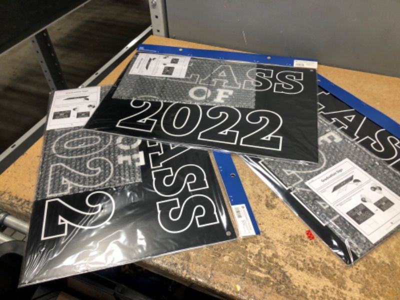 Photo 1 of GRADUATION YARD SIGN 'CLASS OF 2022' GOLD - SPRITZ™ 3 PACK
