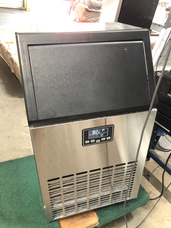 Photo 3 of Antarctic Star Commercial Ice Makers Machine Stainless Steel Makers 100 Lbs of Ice Per 24H with 33 Pounds Storage Capacity Ice Cubes Freestanding Party/Bar/Restaurant Scoop Connection Hose Silver
