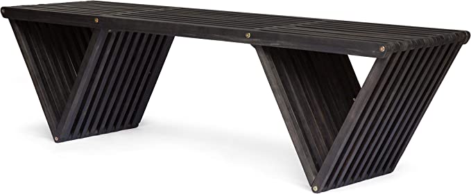 Photo 1 of  DAMMAGED Christopher Knight Home Esme Outdoor Acacia Wood Bench, Dark Gray Finish