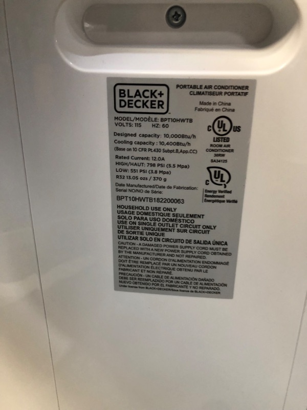 Photo 3 of BLACK+DECKER 14,000 BTU Portable Air Conditioner with Heat, White
