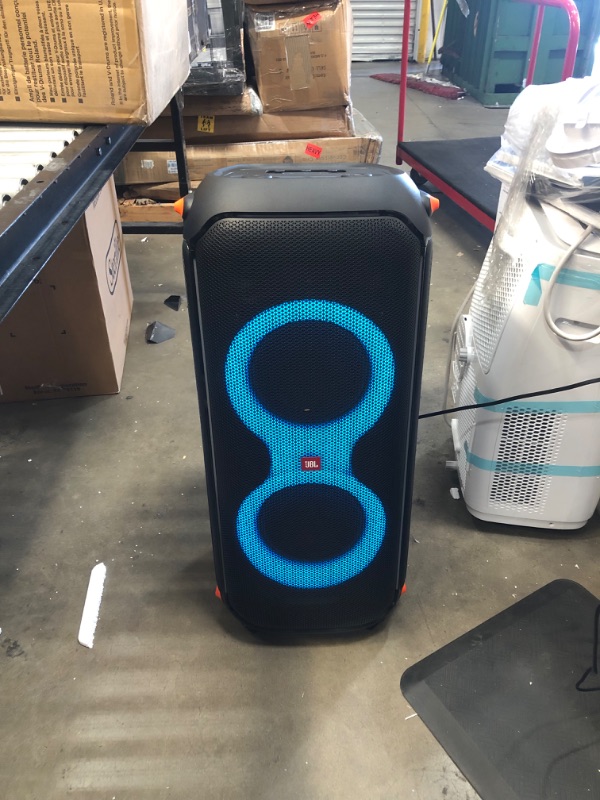 Photo 2 of JBL PartyBox 710 -Party Speaker with Powerful Sound, Built-in Lights and Extra Deep Bass, IPX4 Splash Proof, App/Bluetooth Connectivity, Made for Everywhere with a Handle and Built-in Wheels (Black)
