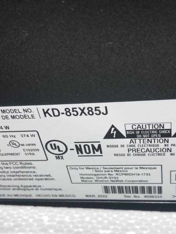 Photo 2 of ***SOUND DOESNT WORK*** Sony - 85" Class X85J Series LED 4K UHD Smart Google TV
