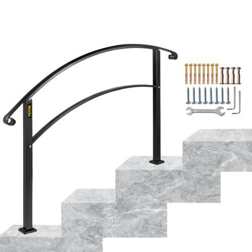 Photo 1 of **READ BELOW**VEVOR 3FT Angle Adjustable Iron Handrail Black Fit 2 or 3 Steps Handrail Brick