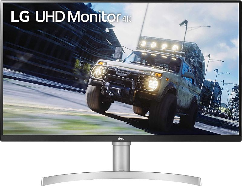 Photo 1 of LG 32UN550-W Monitor 32" UHD (3840 x 2160) Display, DCI-P3 90% Color Gamut, HDR 10, AMD FreeSync, Borderless Design, Tilt/Height Adjustable Stand - Silver
