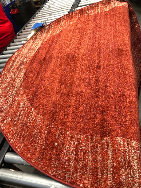 Photo 2 of **SIMILAR TO STOCK PHOTO** Unique Loom Del Mar Collection Area Rug- Modern Transitional Inspired Tonal Design (6' 0 x 6' 0 Round, Terracotta/ Red)