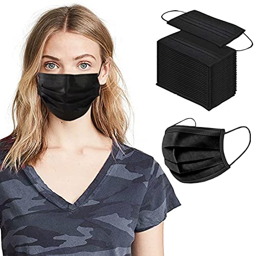 Photo 1 of  DISPOSABLE MASKS, BLACK FACE MASK 100 PCS 10 Pack
