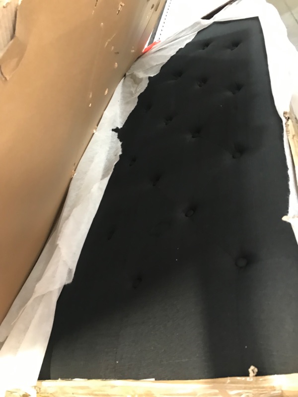 Photo 2 of **INCOMPLETE MISSING BOX 2 OF 2 !! Home Life Premiere Classics Cloth Black Linen 51" Tall Headboard Platform Bed with Slats QUEEN SIZE