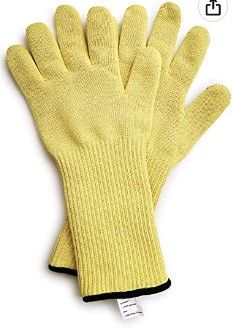 Photo 1 of 1 Pair Aramid Yarn Knitted Long/Short Wrist Protect Heatproof Gloves-Hold Burning Hot Dishes-Heat Resistance Work Gloves