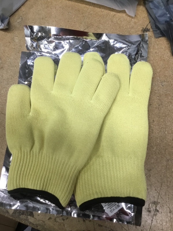 Photo 2 of 1 Pair Aramid Yarn Knitted Long/Short Wrist Protect Heatproof Gloves-Hold Burning Hot Dishes-Heat Resistance Work Gloves