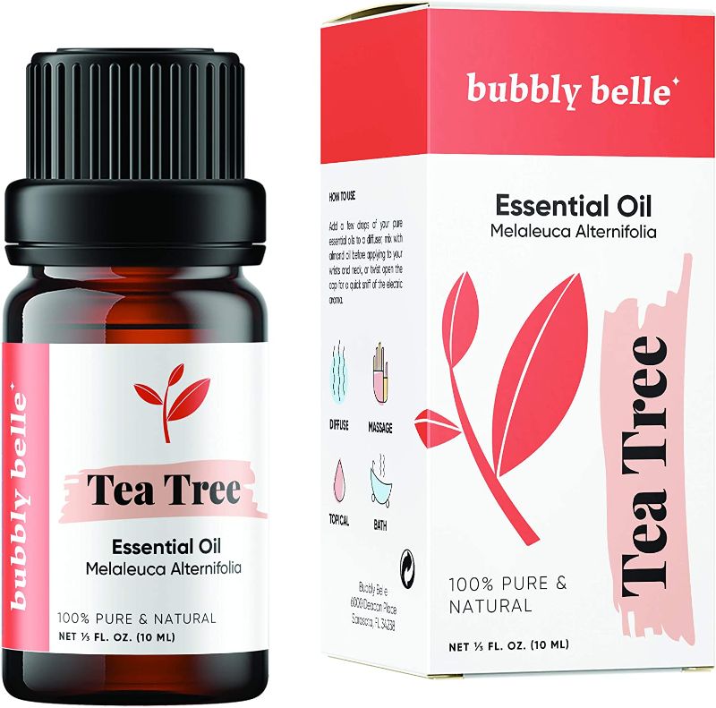Photo 1 of Bubbly Belle Tea Tree Essential Oil, 100% Pure Natural Undiluted, Therapeutic Grade for Aromatherapy, Diffusers, Topical, and Massage - 10mL (1/3 Ounce)