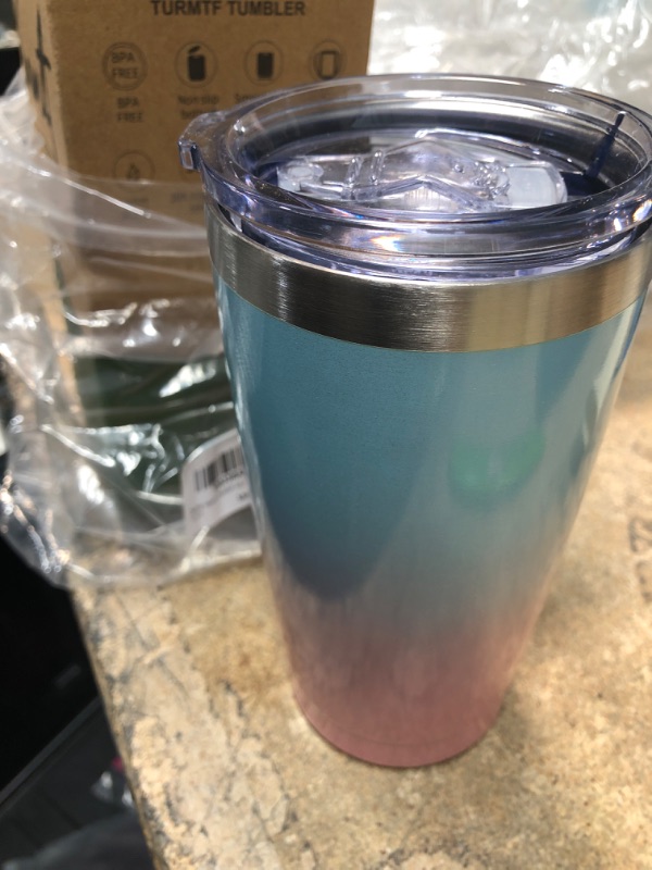 Photo 2 of 20 Oz Tumbler with Lids and Straws, Leak Proof, Vacuum Insulated Stainless Steel Bottle, Hot Cold, Double Walled, Beer Mug, Thermo Travel Coffee Mug
