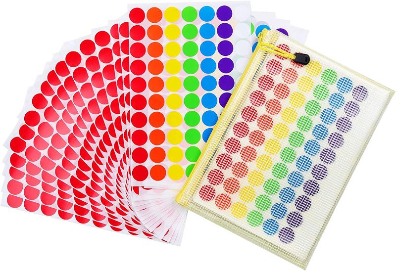 Photo 1 of 4900 PCS 3/4" Round Coding Labels, Circle Dot Stickers, 7 Colors, with File Pocket
2 PACKS