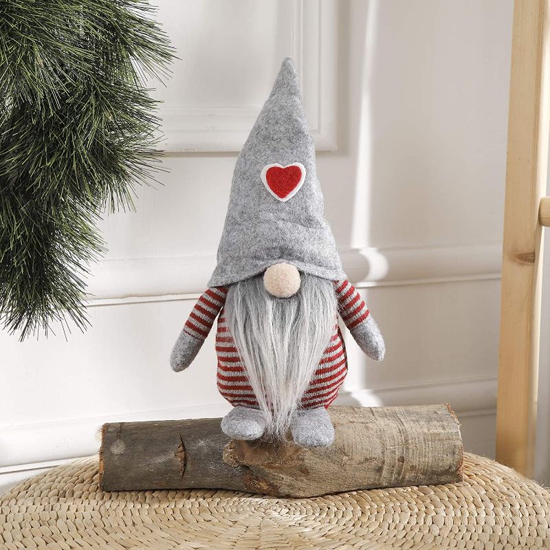 Photo 1 of 3 pack - Swedish Tomte, Scandinavian Gnome Santa, Yule Nisse Plush Green Christmas Valentine's Day Ornaments Decorations for Holiday Seasons,Grey
