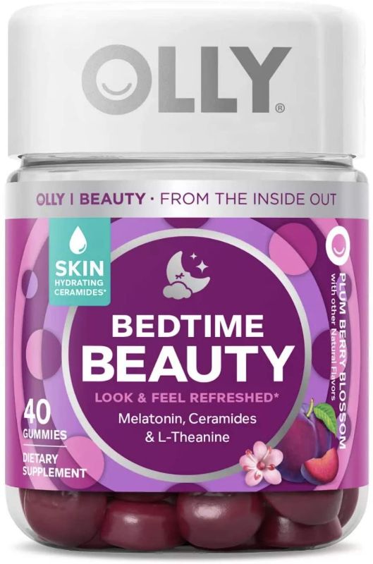 Photo 1 of bb:7/2022*  non refundable * OLLY Bedtime Beauty Gummy, Skin Hydrating, Melatonin, Ceramides and L-Theanine, Sleep Supplement, Sleep Aid, Plum Berry, 20 Day Supply - 40 Count
