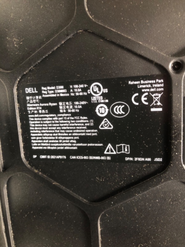 Photo 1 of Alienware Aurora R14 Liquid Cooled Gaming Desktop - AMD Ryzen 9 5900, 32GB 3466MHz RAM, 1TB SDD + 2TB HDD, NVIDIA GeForce RTX 3080 10GB GDDR6X Graphics, VR Ready, USB-C, Windows 11 Home – Black
