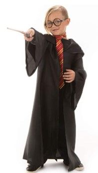 Photo 1 of Wonderful Wizard Complete Costume Kit for Kids – Cool Halloween Cosplay Costume & Accessories for Children – Pretend Play for Boys & Girls – Black Robe with Hood, Striped Necktie, Magic Wand, Glasses Kids XL