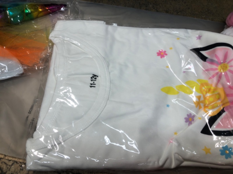 Photo 2 of Doctor Unicorn Girls Layered Tutu Skirt with Unicorn Tshirt, Headband & Satin Sash 11-12y