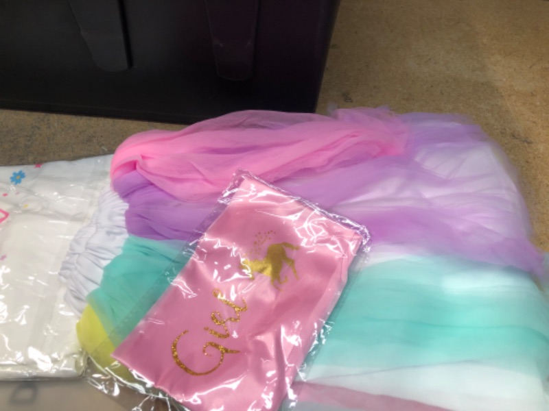 Photo 3 of Doctor Unicorn Girls Layered Tutu Skirt with Unicorn Tshirt, Headband & Satin Sash 11-12y