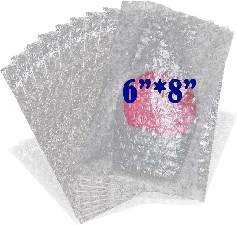 Photo 1 of 100Pack 6x8 Inch Bubble Out Bags Bubble Pouches Wrap Cushioning Packaging Bags, Double-Side Premium Small Bubble Out Pouch for Moving, Shipping, and Storage