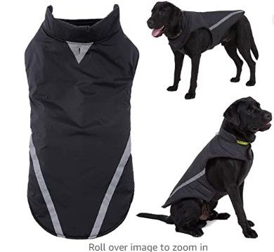 Photo 1 of Dog Vest for Winter - Soft Fleece Lining Jacket for Large, Medium, Small Dogs with Reflective Strip, Lightweight Warm Coat for Pet Dog Indoor & Outdoor Camping Hiking Black XXL