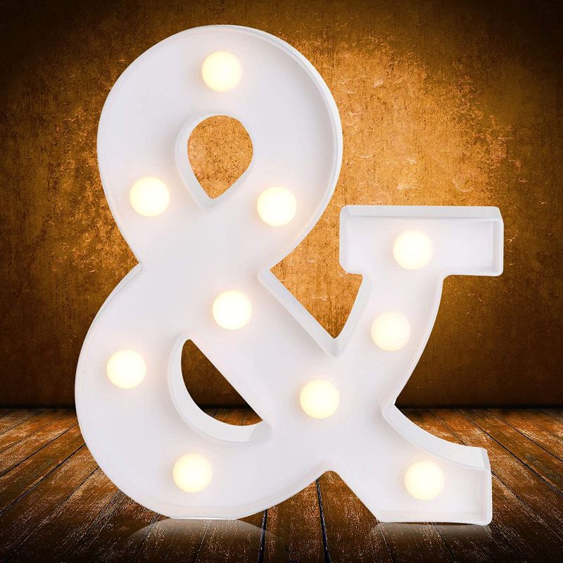 Photo 1 of 2 PACK**LED Letters Numbers Marquee Lights 26 Alphabet 0-9 Numbers Decorative Lamps with Wireless Remote Control for Christmas New Year Valentine Wedding Party Birthday Home Bar (White Symbol Style)
