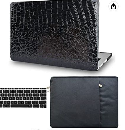 Photo 1 of KECC Compatible with MacBook Pro 13 inch Case 2020 2021 2022 with Touch Bar A2338 M1 A2289 A2251 Protective Plastic Hard Shell + Keyboard Cover + Sleeve (Black Crocodile Leather)