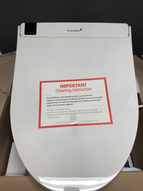 Photo 1 of SB-3000 Electric Bidet Toilet Seat with Unlimited Heated Water and LED Night Light for Elongated Toilets White - SmartBidet.
