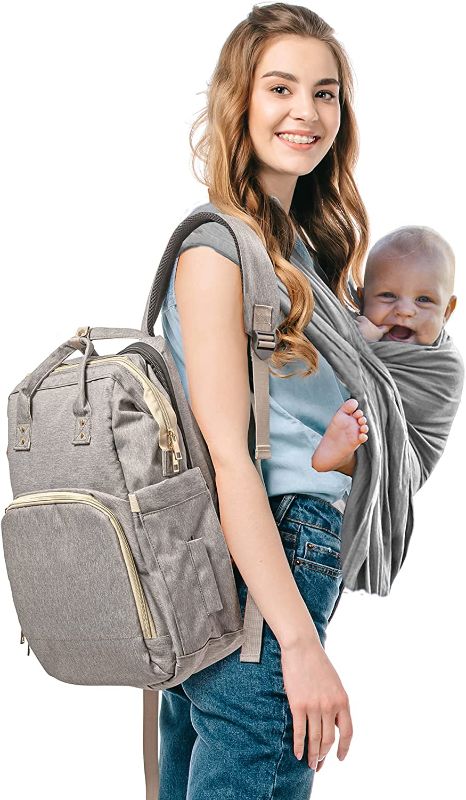 Photo 1 of INDIVIDUS Diaper Bag Backpack with Changing Station - Foldable Travel Baby Bag with Bassinet - Multifunctional Nappy Bag for Girls and Boys (Gray)
