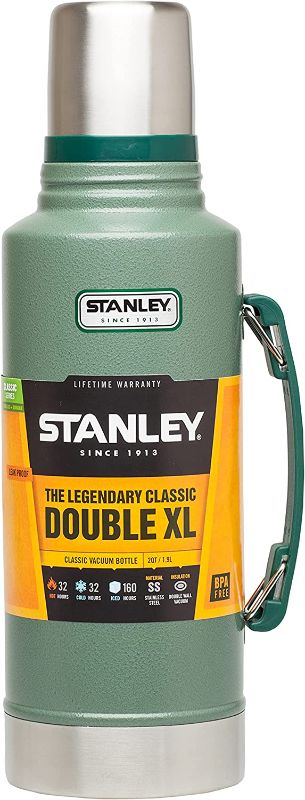 Photo 1 of *ITEM IS SILVER NOT GREEN MISSING CUP LID* Stanley Classic Hammertone STAINLESS STEEL Vacuum Bottle 2QT
