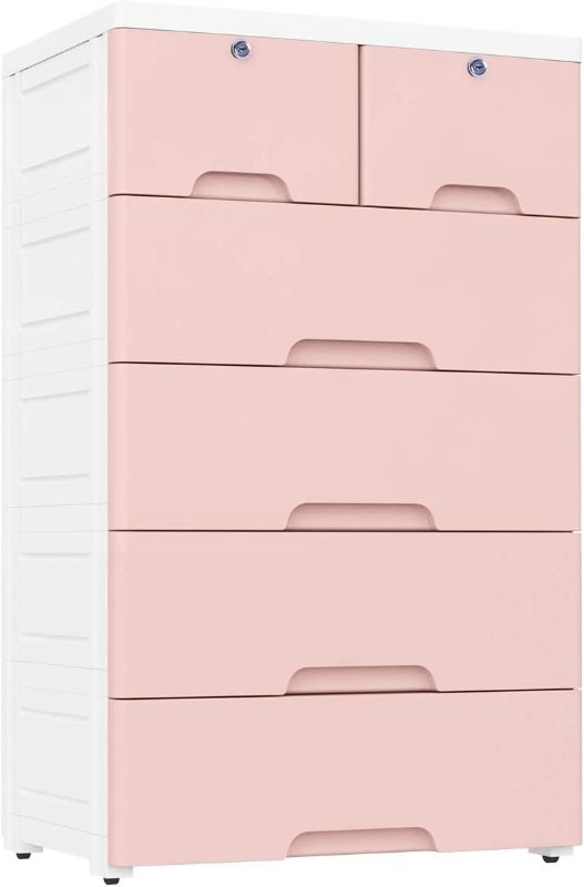 Photo 1 of **MISSING PARTS** PARTS ONLY** Nafenai Plastic Drawers Dresser,Storage Cabinet with 6 Drawers,Closet Drawers Tall Dresser Organizer for Clothes,Playroom,Bedroom Furniture, Pink
