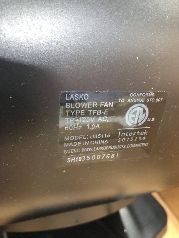 Photo 1 of **PARTS ONLY** Lasko U35115 Electric Oscillating High Velocity Stand-Up Tower Fan with Timer and Remote Control for Indoor, Bedroom and Home Office Use, 35 Inch, Silver Black
