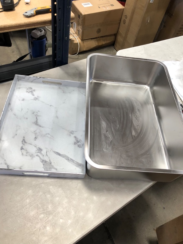 Photo 1 of 2 item bundle
23.5" x 15.5" x 6" baking sheet
18.75" x 13.75" tray 