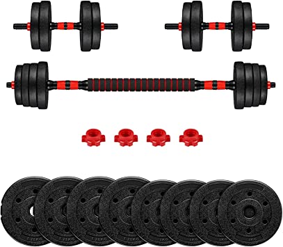 Photo 1 of Adjustable Dumbbells Weights Set Barbell: 22lbs Barbell Set LINMOUA 3-in-1 Quick Conversion with Nonslip Connecting Rod Women Exercises for Home Gym Office Workout Men Fitness Strength Training