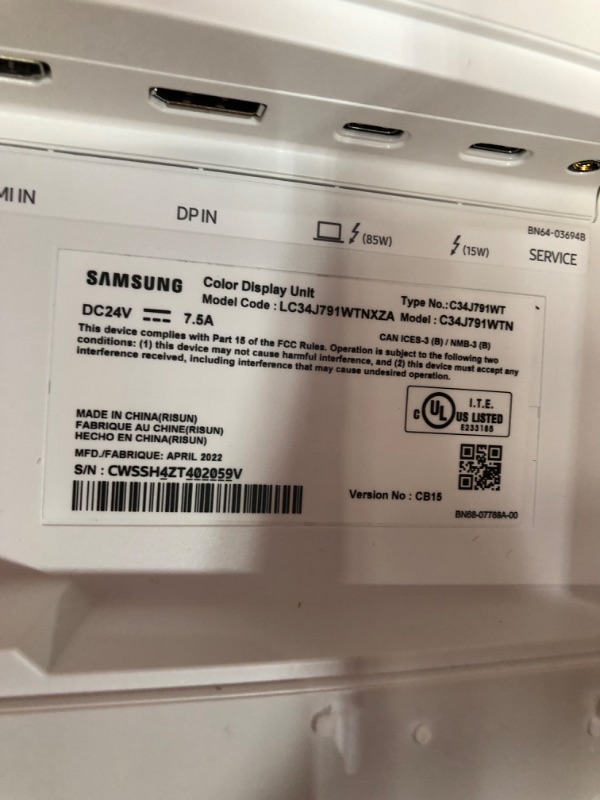 Photo 1 of SAMSUNG 34" Class Widescreen WQHD (3440 x 1440) Curved Monitor - LC34J791WTNX/ZA