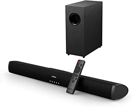 Photo 1 of Saiyin Soundbar, Sound Bars for TV with Subwoofer, Ultra Slim 24 Inch Bluetooth, 2.1 Channel TV Speakers Surround Sound System Opt/AUX Connectivity.