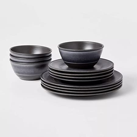 Photo 1 of 12pc Dishwasher-Safe Melamine Lancashire Dinnerware Set - Threshold (Gray)