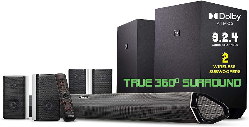 Photo 1 of *UNABLE TO TEST* Nakamichi Shockwafe Ultra 9.2.4 Channel 1000W Dolby Atmos/DTS:X Soundbar with Dual 10" Subwoofers (Wireless) & 4 Rear Surround Speakers. Enjoy Plug and Play Explosive Bass & High End Cinema Surround
