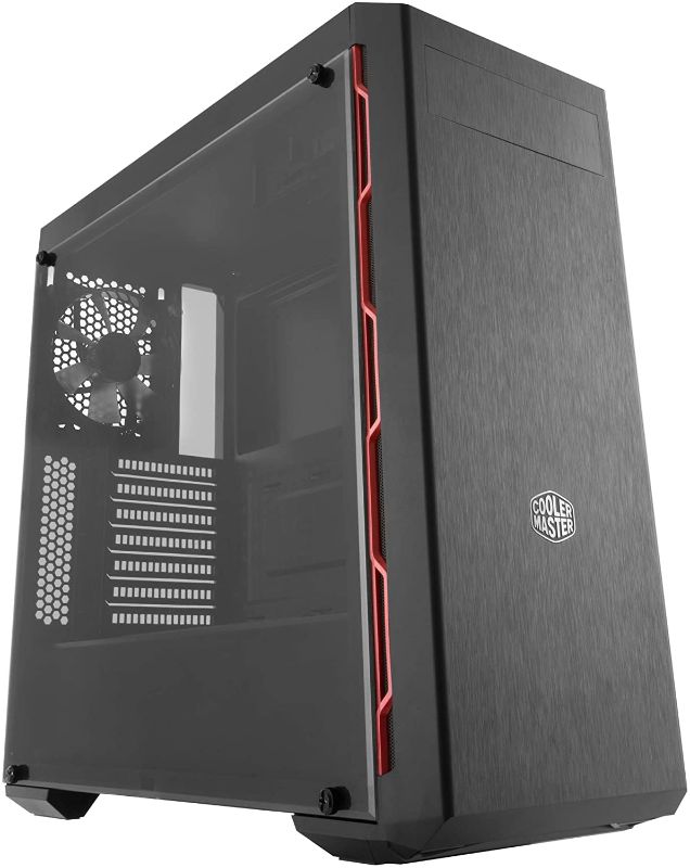 Photo 1 of Cooler Master MasterBox MCB-B600L-KANN-S00 ATX Mid-Tower with Sleek Brushed Design, Red Side Trim, & Acrylic Side Panel, MB600L Red Trim
