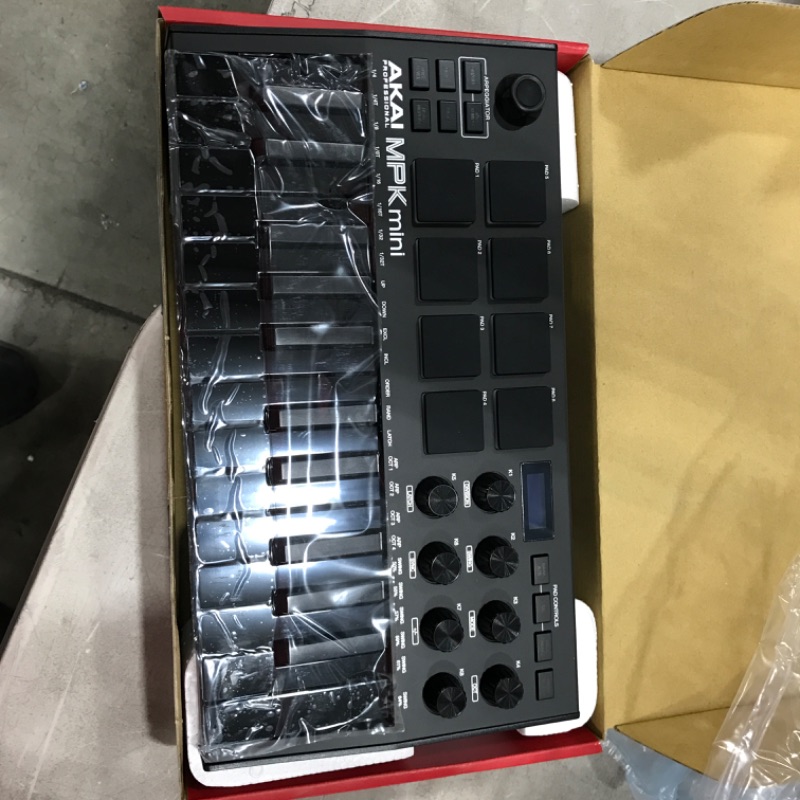 Photo 2 of AKAI Professional MPK Mini MK3 - 25 Key USB MIDI Keyboard Controller With 8 Backlit Drum Pads, 8 Knobs and Music Production Software included (Black)
