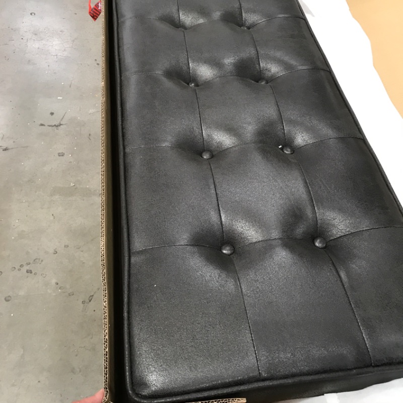 Photo 3 of **MISSING LEGS**Cushioned Bench PU Leather Waterproof Footstool for Entryway,Dining Room,Living Room and Bedroom(Black)
