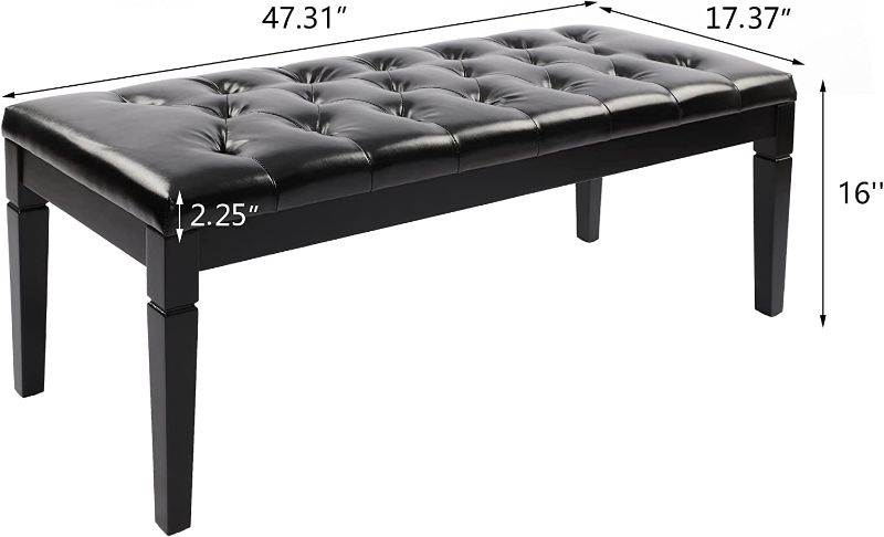 Photo 1 of **MISSING LEGS**Cushioned Bench PU Leather Waterproof Footstool for Entryway,Dining Room,Living Room and Bedroom(Black)
