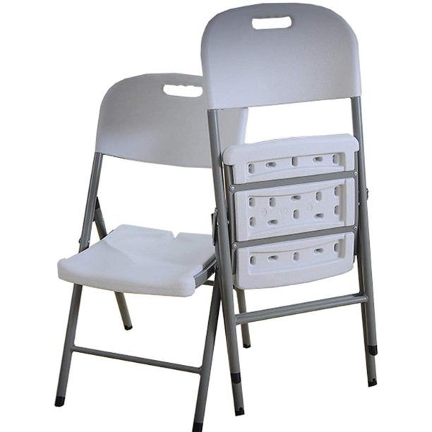 Photo 1 of **LIGHT DAMAGE** SKONYON 2-Pack Vinyl Folding Chairs White
