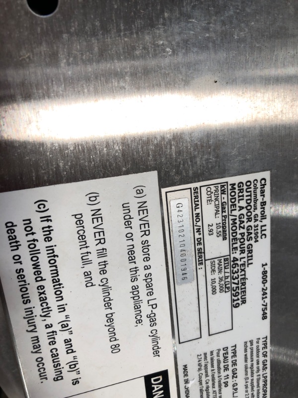 Photo 3 of **MISSING PARTS**DAMAGED** Char-Broil 463375919 Performance Stainless Steel 4-Burner Cabinet Style Liquid Propane Gas Grill
