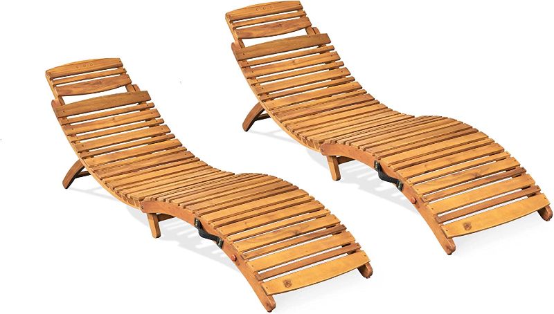 Photo 1 of **MINOR DAMAGE* Christopher Knight Home Lahaina Wood Outdoor Chaise Lounge Set, 2-Pcs Set, Natural Yellow
