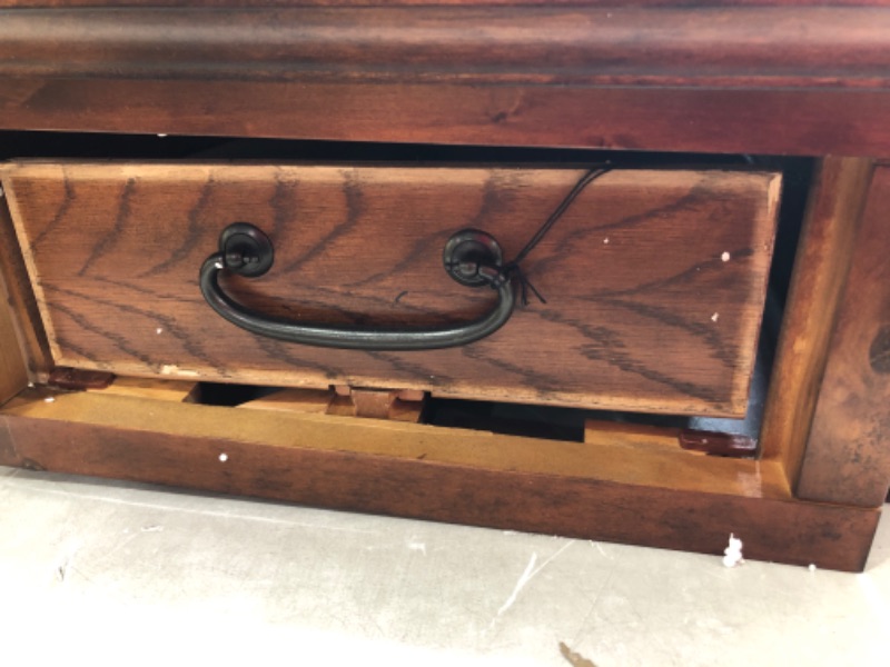 Photo 4 of **Damaged* MISSING HARDWARE* Signature Design by Ashley Woodboro Traditional Square End Table with Drawer, Dark Brown
