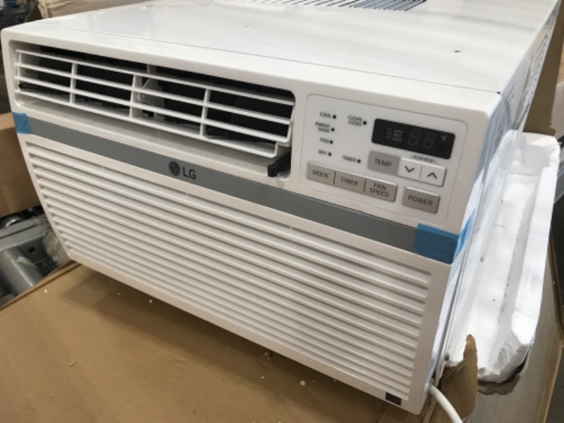 Photo 7 of **DAMAGED** LG Mounted 8,000 BTU Window Air Conditioner, Cools 350 Sq.Ft. (14' x 25' Room Size), Quiet Operation, Electronic Control with Remote, 3 Cooling & Fan Speeds, Energy Star, Auto Restart, 115V, White
