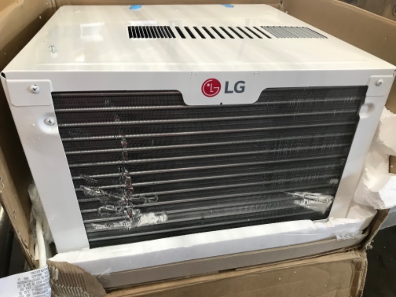 Photo 3 of **DAMAGED** LG Mounted 8,000 BTU Window Air Conditioner, Cools 350 Sq.Ft. (14' x 25' Room Size), Quiet Operation, Electronic Control with Remote, 3 Cooling & Fan Speeds, Energy Star, Auto Restart, 115V, White
