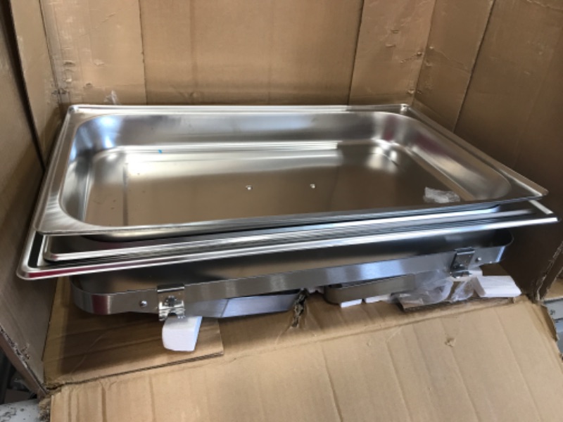 Photo 2 of **MISSING PARTS** ALPHA LIVING 70014-GRAY 4 Pack 8QT Chafing Dish High Grade Stainless Steel Chafer Complete Set, 8 QT, Alpine Gray Handle
